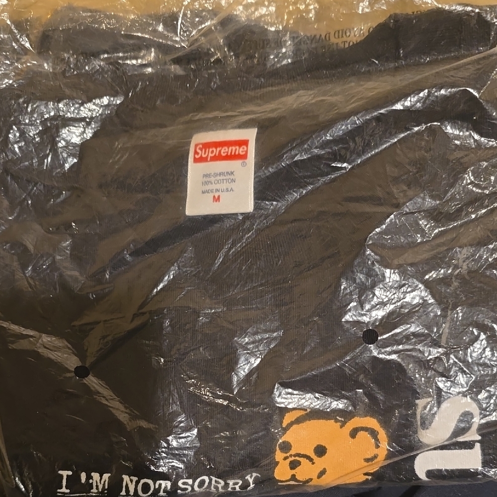 Supreme Black Tee with Bear and Text